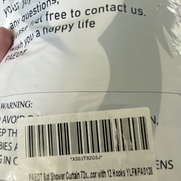 New! Halloween Bat Shower Curtain with Hooks - Spooky Backdrop! - Picture 5 of 7